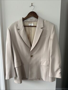 Frame Denim Light Cream Single-Button Blazer – Soft Neutral